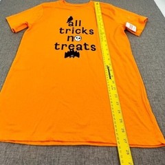 NEW Halloween Shirt Apricot/ Orange All tricks n treats Crow Bat Skull Print