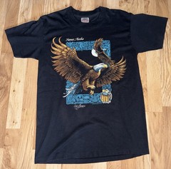 Vintage Alaska Tribal Print American Bald Eagle Nature T Shirt Oneita Size LG