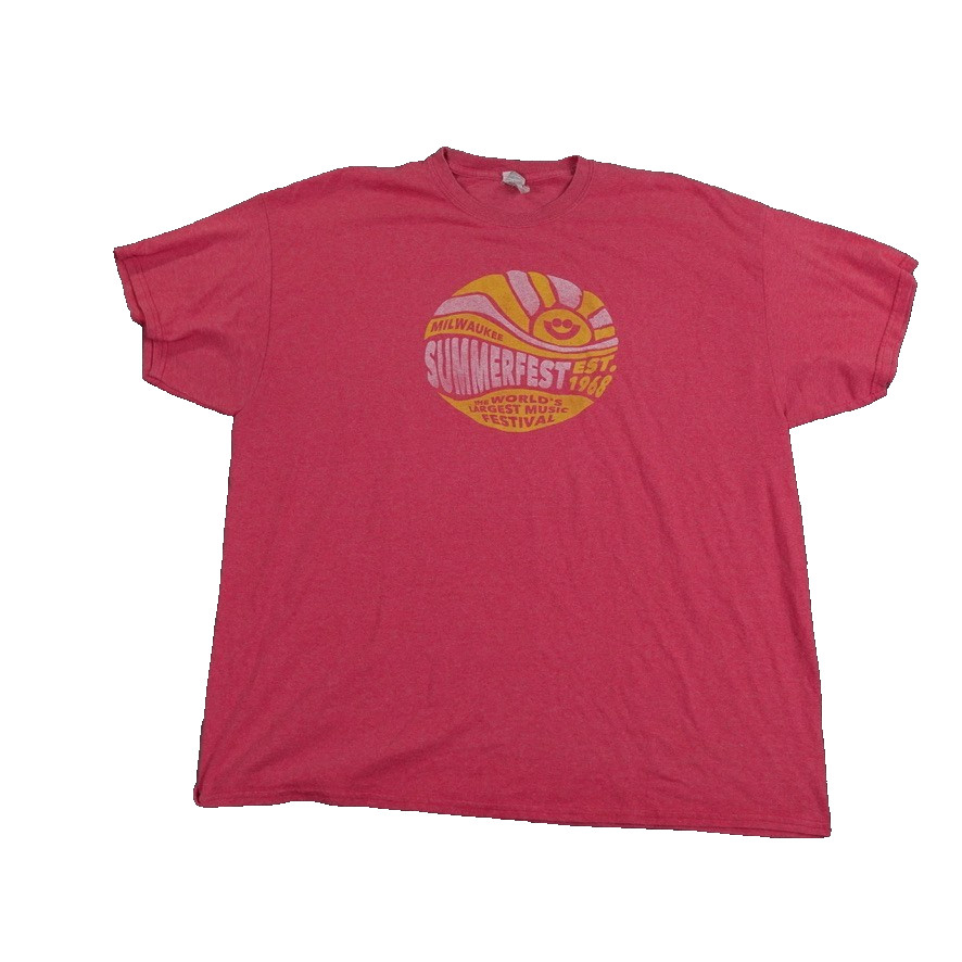 Summerfest Milwaukee T Shirt Gildan Mens 2XL Red Graphic Festival Music Beer