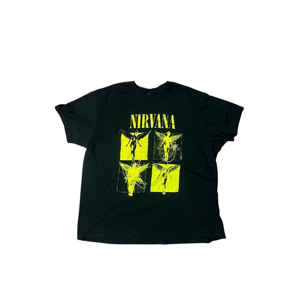 Nirvana T-shit 2xl In utero Black Angle Graphic yellow cotton Breathable, comfy