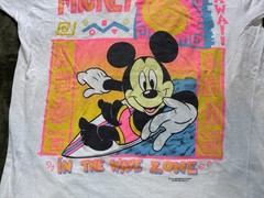 Vintage Mickey Mouse Sleep Shirt White One Size Hawaii Wave Zone Sherry 90s USA