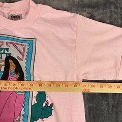VTG 90s Oneita Power-T T-Shirt M Pink Native American Art Graphic Single Stitch