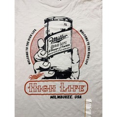 Miller High Life Beer Graphic T-Shirt Mens Small Cream Mad Engine Milwaukee USA