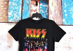 Men’s Kiss 1976 Destroyer T-Shirt Crew Neck Classic Rock SMALL Black NEW