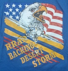 VTG 90s Backing Desert Storm Single Stitch Medium Graphic T-Shirt Eagle Jet Flag