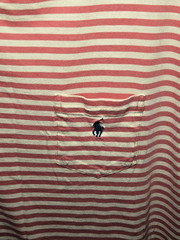 Polo Ralph Lauren T Shirt Mens XL Coral Cream Striped Pocket Pony Tee