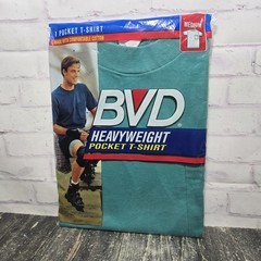 Size M – Men’s 90’s BVD Heavyweight T Shirt Pocket T-Shirt Vintage Sealed