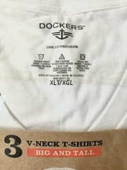 Dockers XLT Big & Tall 100% Cotton V-neck T-shirts 3 Pack New In Package White