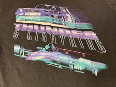 MENS USED VINTAGE 90S SINGLE STITCH THUNDER LIGHTNING RACING GRAPHIC SHIRT LARGE