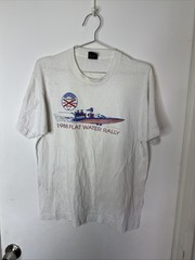 Vintage Shirt Adult L White Flat Water Rally Boat 1988 Graphic Single Stitch