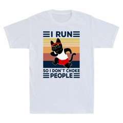 Black Cat I Run So I Don’t Choke People Vintage Funny Cat Lover Men’s T-Shirt