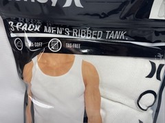Hurley ~ Men’s 3-Pack Ribbed Tank Cotton Blend Tag Free White ~ XL (46-48)