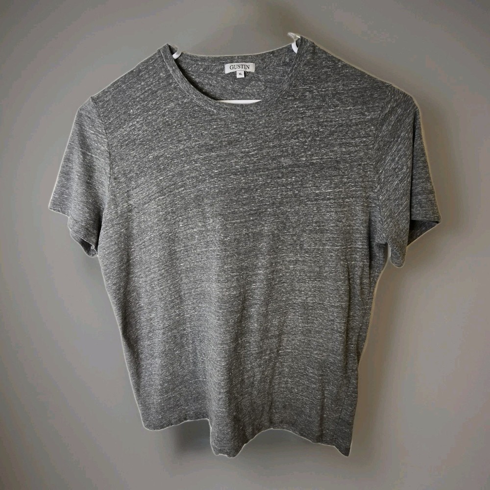 Gustin Shirt Mens XL Gray Heather Crewneck California USA Made Soft Tri-Blend
