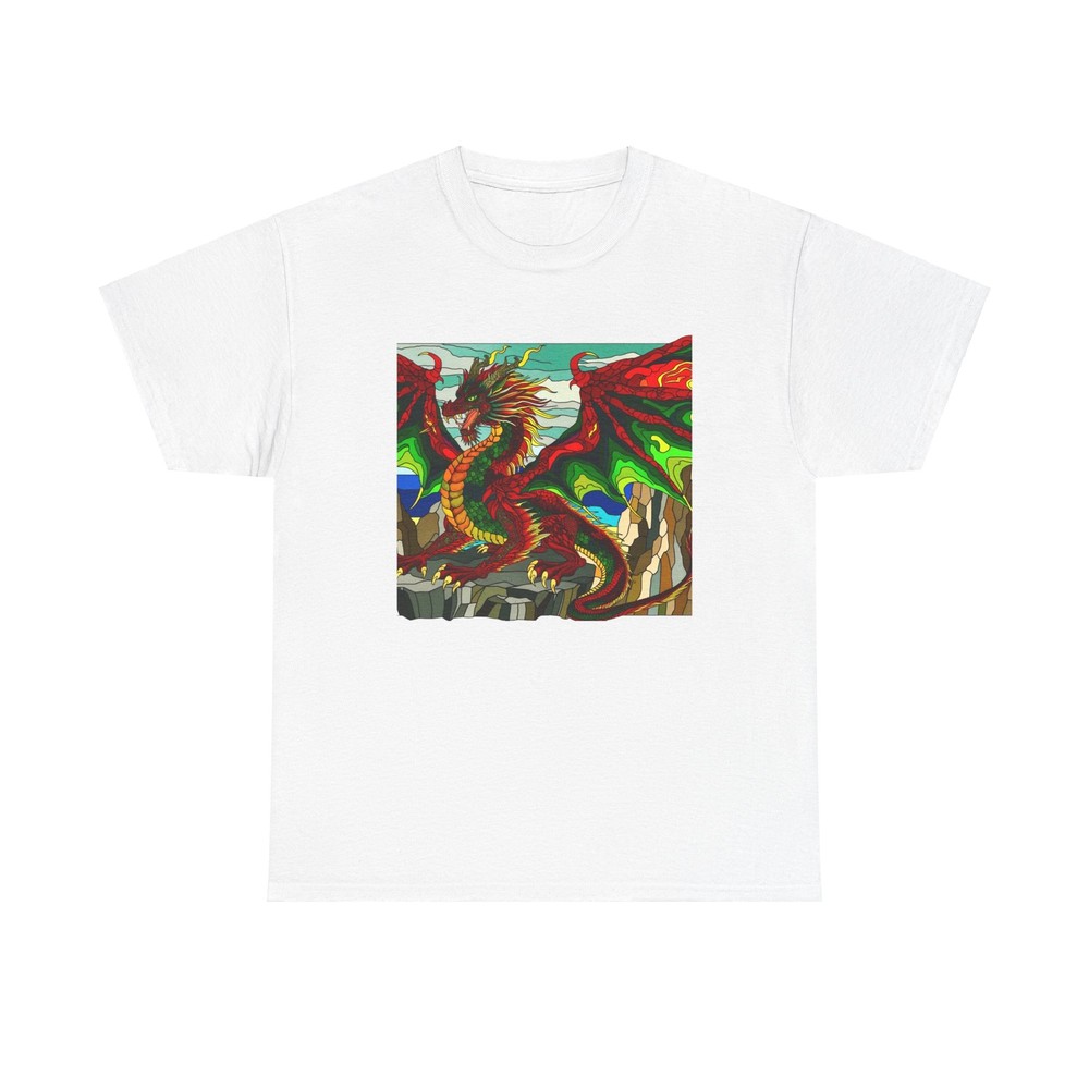 Unisex Adult T Shirt Dragon, Fearsome, Majestic, Artwork Retro Style Medieval
