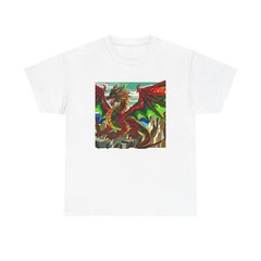 Unisex Adult T Shirt Dragon, Fearsome, Majestic, Artwork Retro Style Medieval