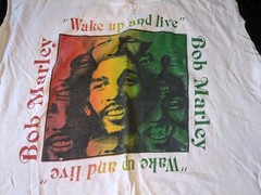 Bob Marley Vintage T Shirt Size XL Wake Up And Live Cut Off Sleeveless Spots