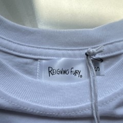 Reigning Fury Men’s White Racing Race Car Graphic Long Sleeve T-Shirt Size S
