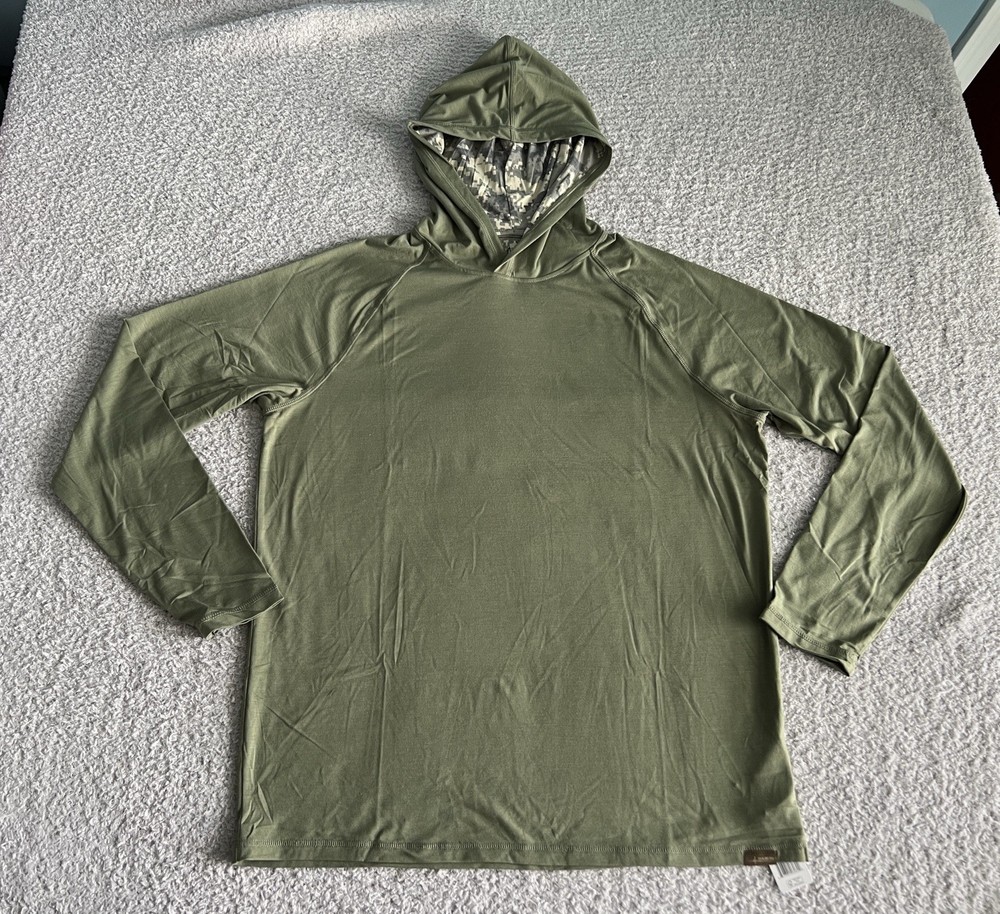 Habit Hooded Shirt Men’s Medium Green Hooded Performance Wicking Stretch Bamboo