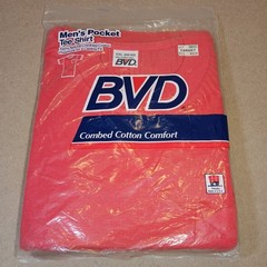 Vintage BVD Mens Red Pocket Tee XXL (50-52) Combed Cotton USA Made BRAND NEW