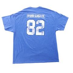 Bud Light Football Club T-Shirt Mens 2XL Blue Double Sided Graphic Beer Tee