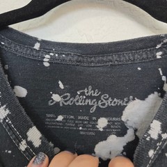 The Rolling Stones Graphic T-Shirt Black Bleach Splatter Acid Wash Rock Band Tee