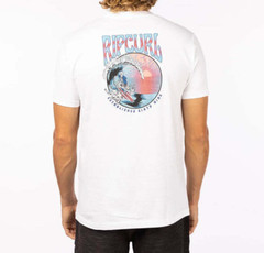 Rip Curl Men’s S/S T-Shirt AMERICANA SHRED – White – Large – NWT
