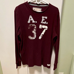 American Eagle Outfitters Men’s Burgundy Graphic Crew Neck Logo Tee Size L/G