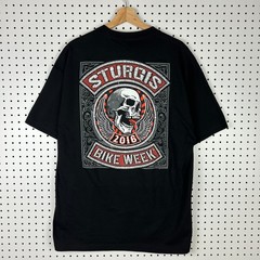 Hot Leather Sturgis Bike Week XL Motorcycle Biker T Shirt Black Skull Graphic 16