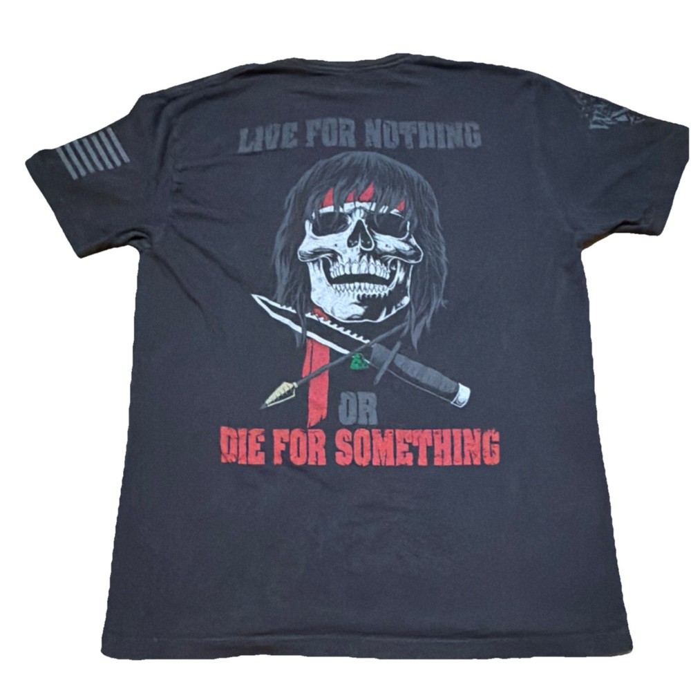 Warrior XII Black Skull “Live for Nothing or Die for Something” Tee Sz L