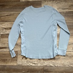 Vince Mens Waffle Knit Shirt Size Large Blue LS Thermal Y2K 90s Look Pima Cotton
