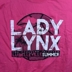 Gildan DryBlend Men’s M Pink Lady Lynx Lubelleville Summer 2013 Tropical T-Shirt