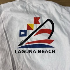Vintage Crazy Shirt Laguna Beach Mens Size Large White Sailboat Graphic Print