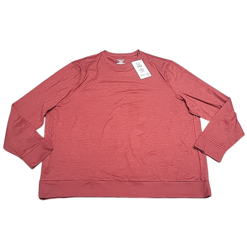 Members Mark Mens Pullover XX-Large Size Burgundy Long Sleeves Top Zip Pocket