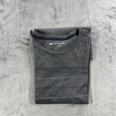 TravisMathew Shirt Mens Large Heather Gray Pima Crewneck Stripe Golf 1MT185