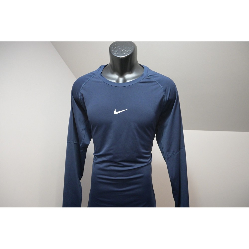 Nike Pro Dri-FIT Gym Shirt Mens XXL Navy Blue Compression Long Sleeve Athletic