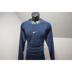 Nike Pro Dri-FIT Gym Shirt Mens XXL Navy Blue Compression Long Sleeve Athletic