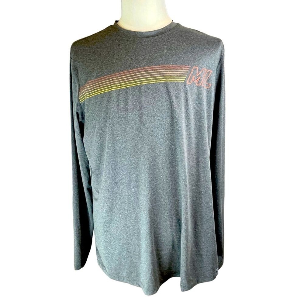 MARINE LAYER Weekend Sport Long Sleeve T Shirt Size Large Logo Graphic Crew Gray