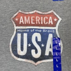 Galt T Shirt Men Large Gray American USA Home of the Brave HWY Sign NEW Patriot