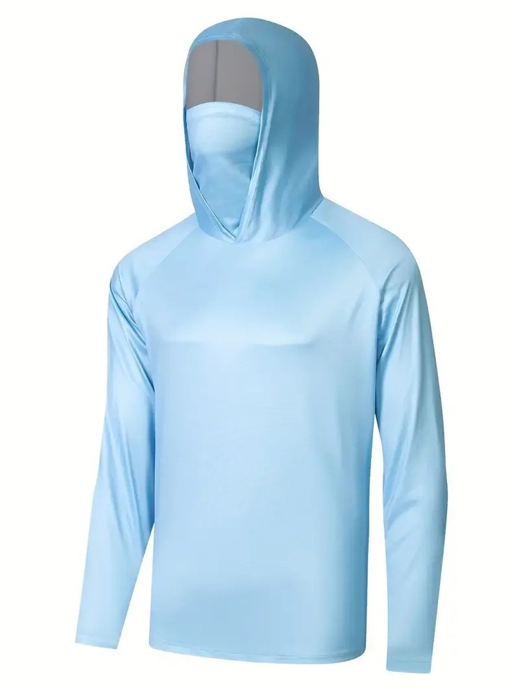 Hoodie Face Mask Long Sleeve T- Shirt 100% Polyester Material for UV Protection