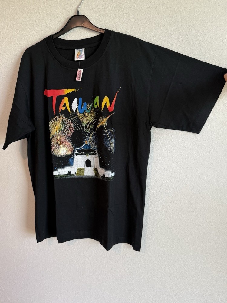 Taiwan City Art Chiang Kai-Shek T-Shirt Cotton Short Sleeved Black XL Fireworks