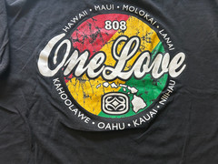 MAUI BUILT 808 ONE LOVE DISTRESSED 2XL BLK SHORT SLEEVE T SHIRT.SEE DESCRIPTION