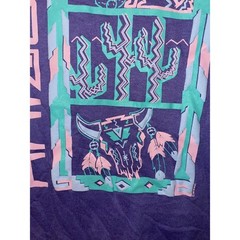 Vintage Arizona Art Shirt Coyote Cactus Desert Tee Purple 1989 80s 1980s Medium