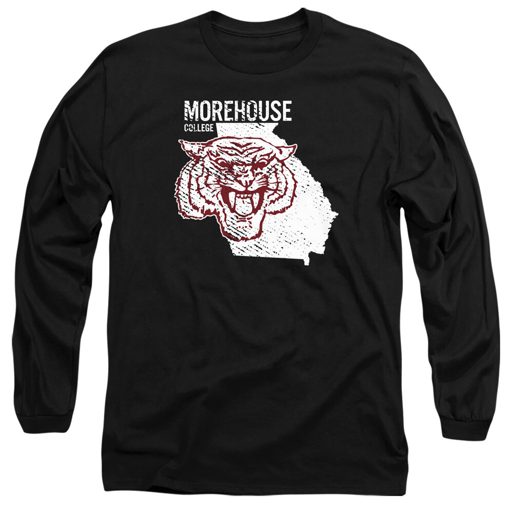Morehouse College Adult Long Sleeve T-Shirt Maroon Tigers State, Black, S-3XL
