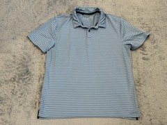 VRST Shirt Mens Large Blue Striped Short Sleeve Collared Neck Golf Stretch