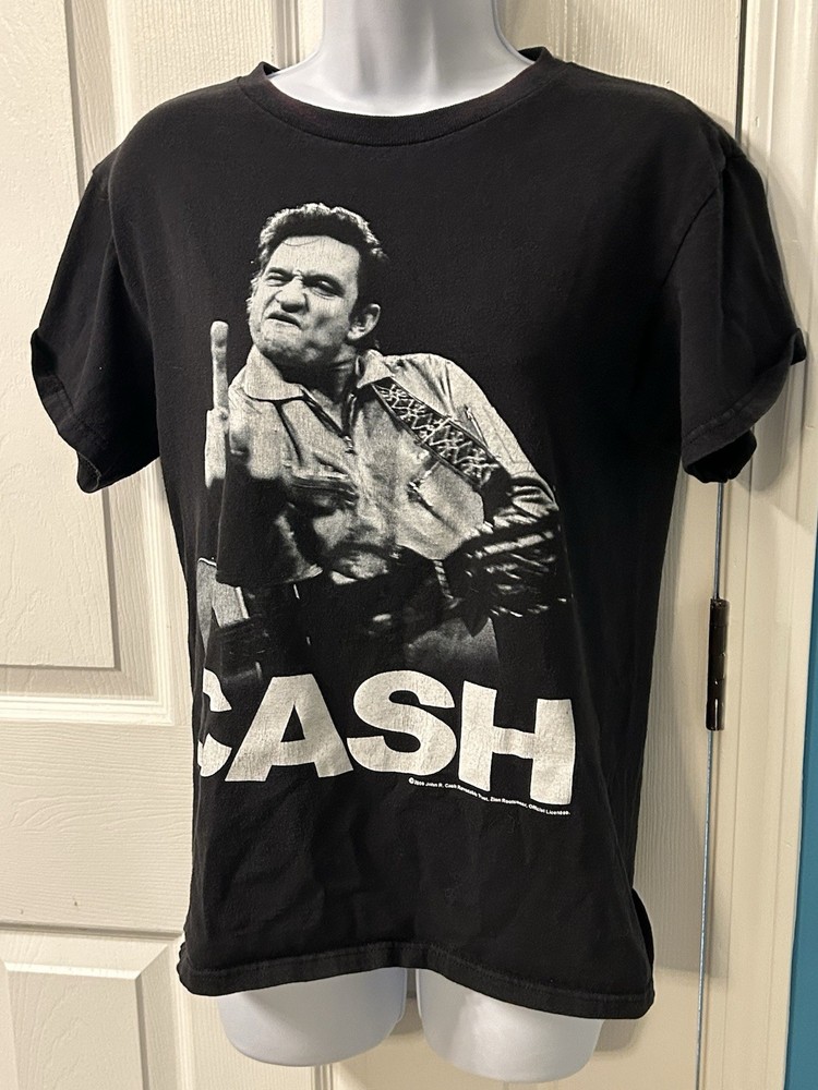 Johnny Cash Black T Shirt Small Middle Finger Troubadour Country Western Punk