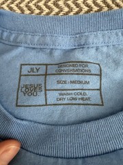 JLY Blue Jesus Loves You Graphic Crew Neck Short Sleeve T-Shirt Unisex M