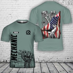 Custom Your Name Mechanic American Flag AOP Shirt 3D T-Shirt Fullsize S-5XL