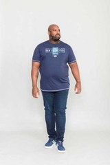 D555 Duke Big Mens Navy Printed T-Shirt San Francisco Plus Size 2XL-6XL (601206)