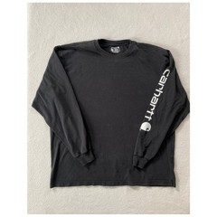Carhartt Mens Large Long Sleeve T-Shirt Black K231 Loose Fit Arm Logo Spellout