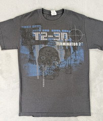 Terminator 2 T Shirt Endoskeleton Y2K Universal Studios T2-3D Gray Men Small